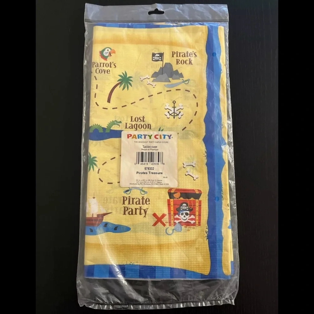 Pirate Treasure Map Tablecover Plastic Disposable Party Decor 54 X 102 Inch